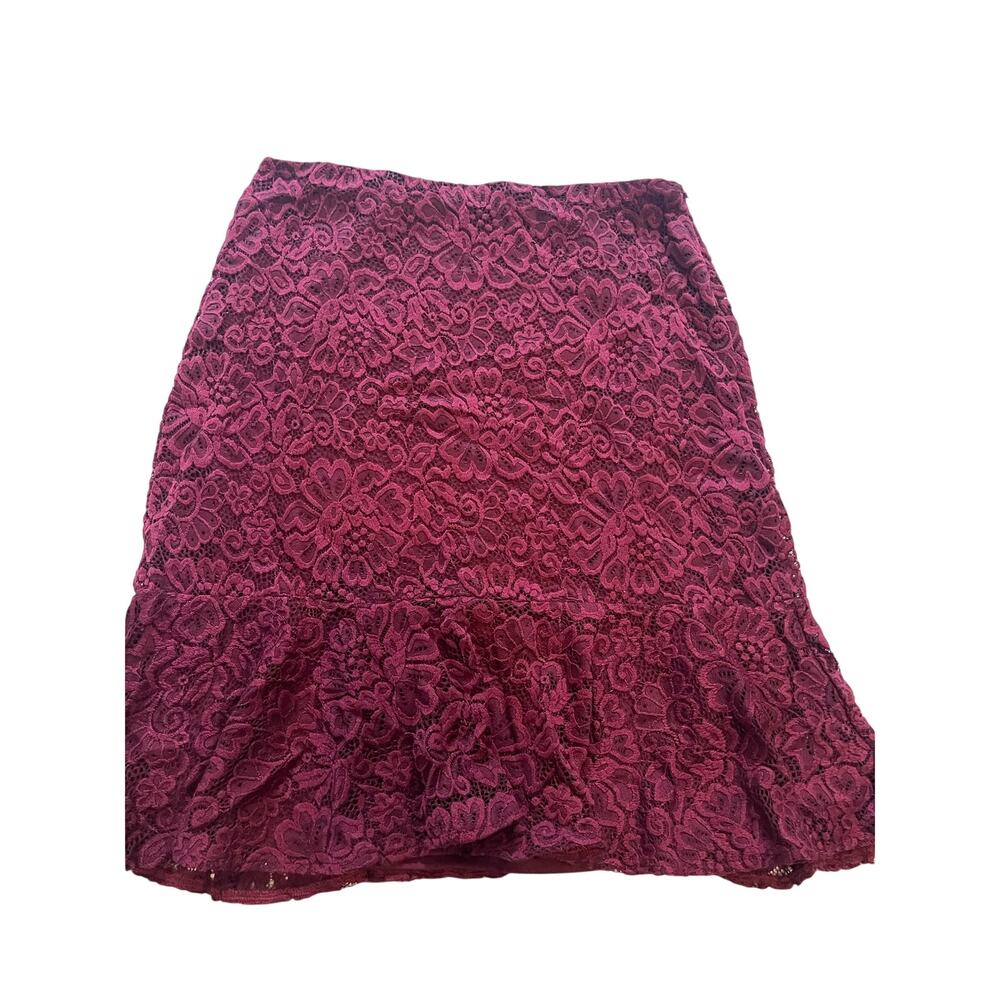 GRACE KARIN Burgundy Floral Lace Flounce Skirt Size S Red Wine Ruffle Lining